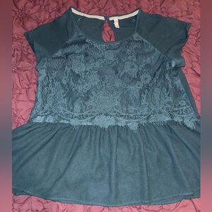 Xhilaration Teal Lace Blouse